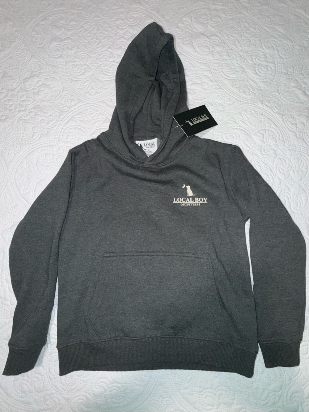 Youth Small  Charcoal Gray Hoodie local boy